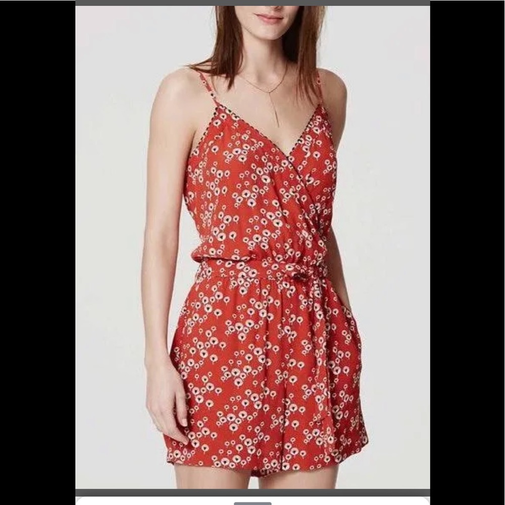 NWOT LOFT Romper with Spaghetti  Straps Coral